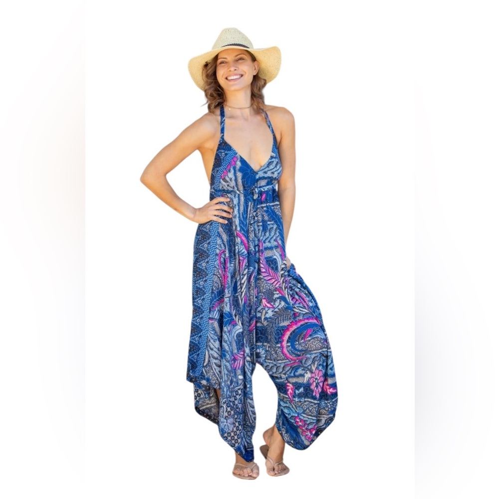 Chic Blue Patterned Jumpsuit - image 6